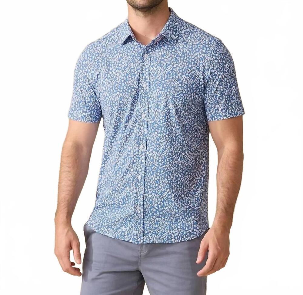 NEW FAIRFAX & FAVOR men's madeflex journey stretch shirt in blue/white floral